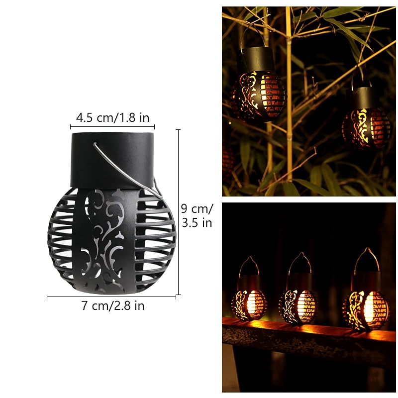 2/4pcs Outdoor Pathway Lantern Lights Hanging Solar Waterproof Garden Balcony Simulation Flame Hanging Light Christmas Outdoor Waterproof Courtyard Holiday Party Landscape Decoration Light4