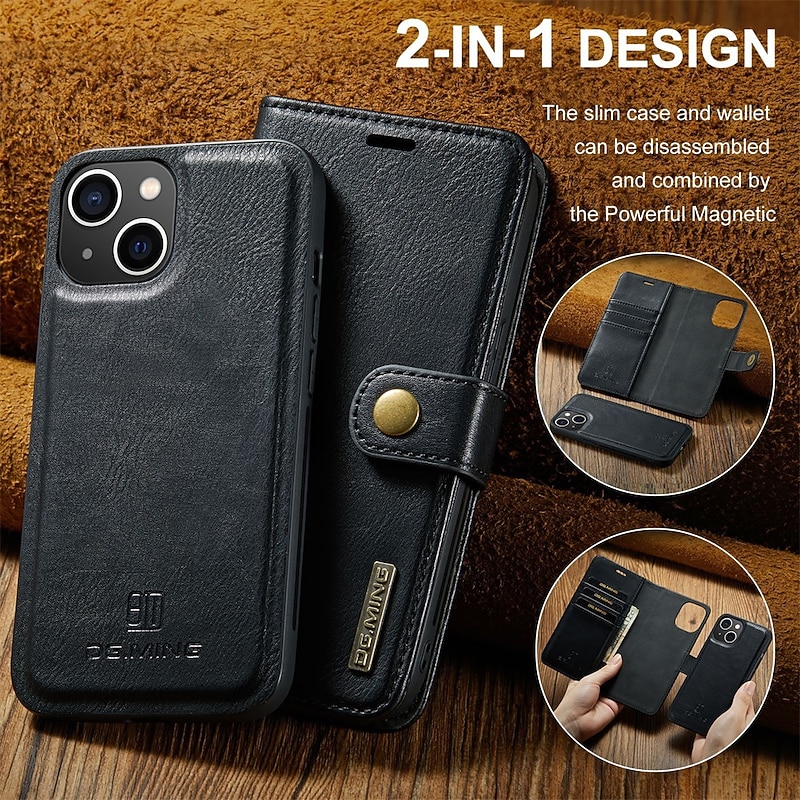 Phone Case For iPhone 17 Pro Max 17 Air 16 15 14 Pro Max Plus 16e 13 12 11 Pro Max Mini Wallet Case Flip Cover Magnetic Full Body Protective Card Slot Solid Color PU Leather4