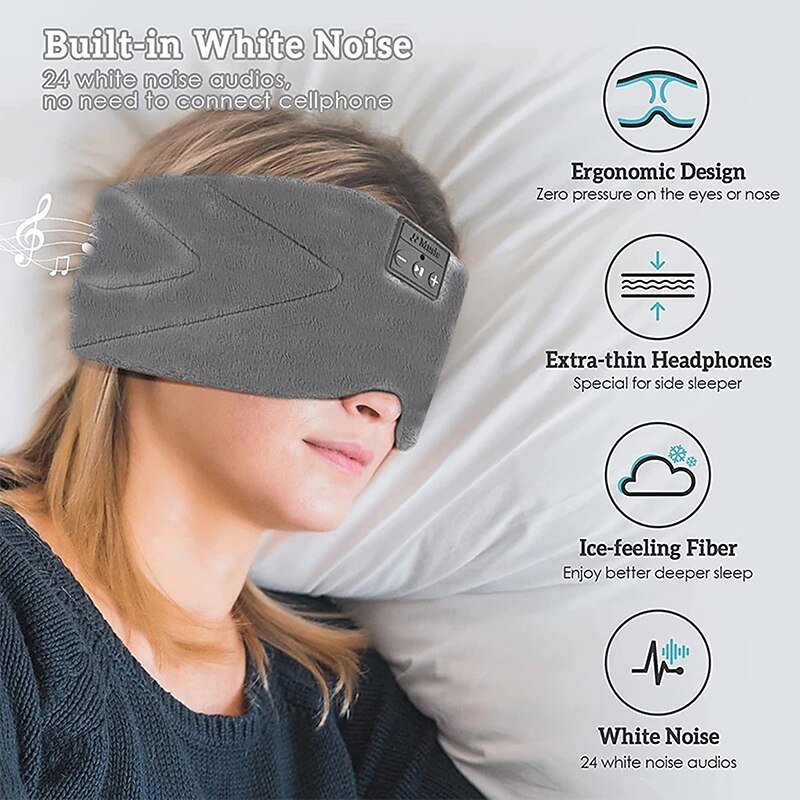 Sleep Headphones Bluetooth 5.2 Breathable Soft Eye Mask 24 White Noise Music Sleeping Headphones Sleep Mask Earbuds for Side Sleepers Workout Running Insomnia Travel Yoga2