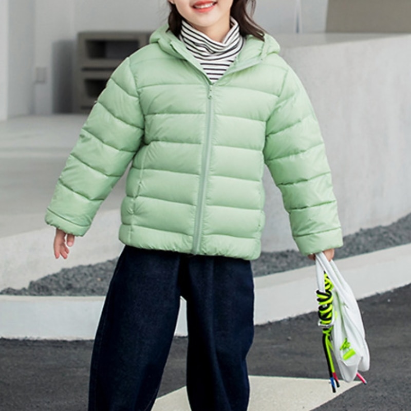 Kids Boys' Down Coat Outerwear Solid Color Long Sleeve Coat School Adorable Black Yellow Pink Fall Winter 7-13 Years2