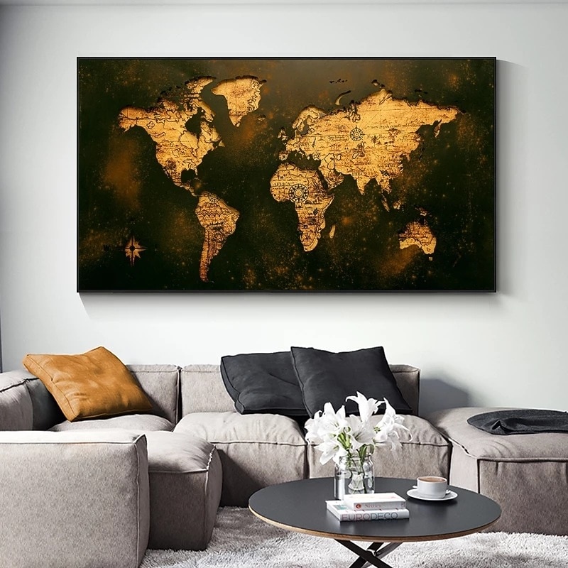 World Map Prints Wall Art Modern Picture Home Decor Wall Hanging Gift Rolled Canvas Unframed Unstretched4