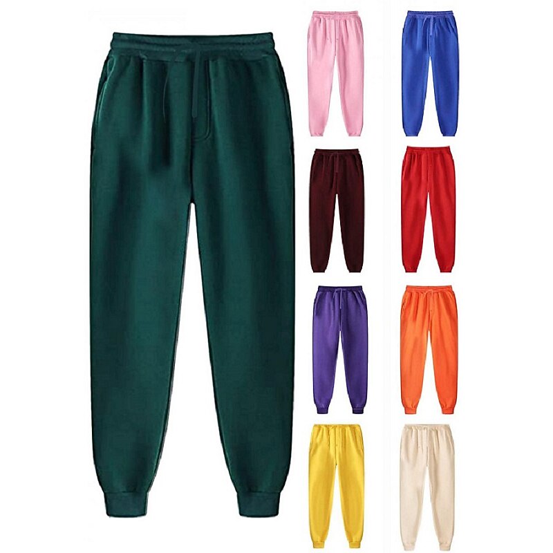 Men's Fleece Pants Sweatpants Joggers Winter Pants Trousers Side Pockets Elastic Waist Fleece Solid Color Comfort Warm Daily Casual Navy Apricot2