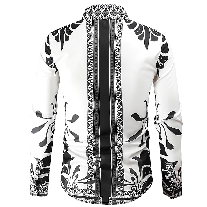 Men's Graphic Shirt Western Shirt Cowboy Shirt Long Sleeve Fashion Designer Classic Daily Holiday Turndown White Red Green Black+White4