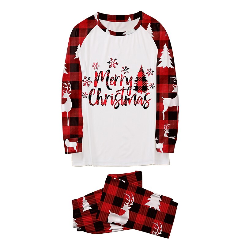 Christmas Trees letter Family Christmas Pajamas Nightwear Men's Women's Boys' Girls' Cute Family Matching Outfits Sweet Kid's Adults' Christmas Carnival Masquerade Christmas New Year Eve Top Pants3