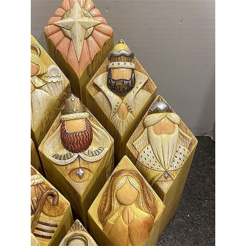 Heaven Pillar 9Pcs/Set Resin Heaven Pillar Statue Set Heaven Pillar Statue Kit Deform Resistant Christmas Tree Pillar Desk Ornament4