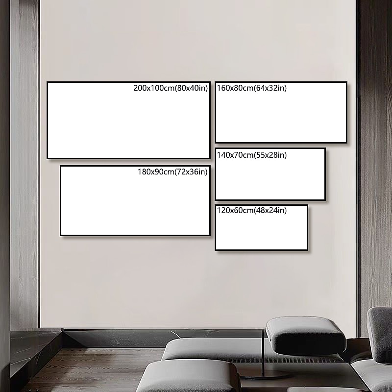 Oil Painting Hand Painted Horizontal Panoramic Abstract Floral / Botanical Modern Stretched Canvas / Rolled Canvas2