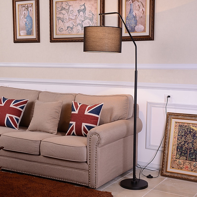 Modern Simplicity Floor Lamp, Tall Pole Lamp Linen Lampshade Standing Lamp Metal Base Floor Lamps Living Room Bedroom Furnishings Artistic2