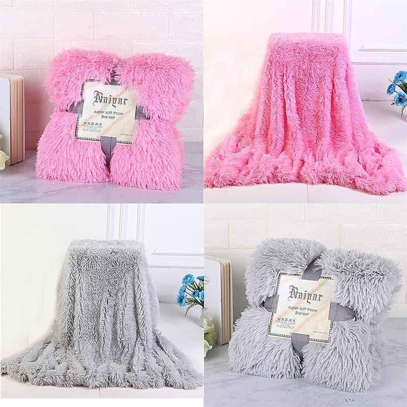 Soft Fuzzy Faux Fur Throw Blankets,Solid Reversible Lightweight Long Hair Shaggy Blanket,Fluffy Cozy Plush Comfy Microfiber Fleece Blankets Decoration for Couch Sofa Bed2
