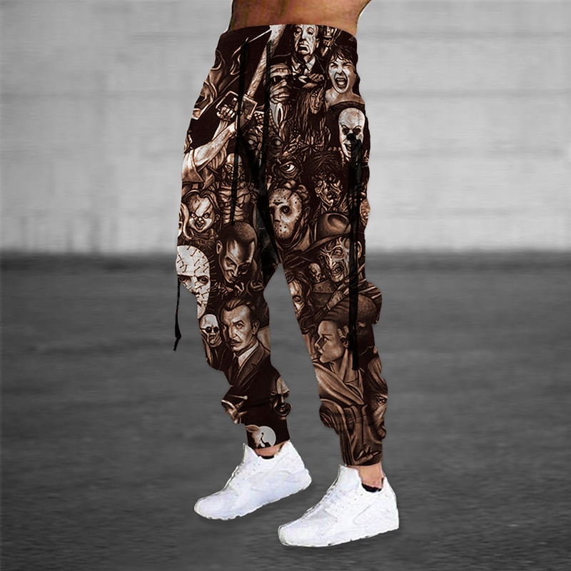 Men's Sweatpants Joggers Trousers Drawstring Side Pockets Elastic Waist Graphic Prints Comfort Breathable Sports Outdoor Casual Daily Cotton Blend Terry Streetwear Designer Black Purple Micro-elastic2