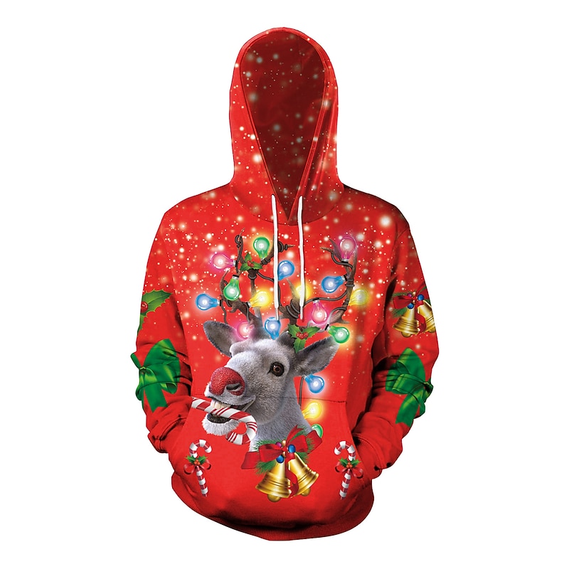 Christmas Reindeer Dog letter Hoodie Cartoon Manga Anime 3D Graphic For Couple's Men's Women's Adults' Christmas Carnival Masquerade 3D Print4
