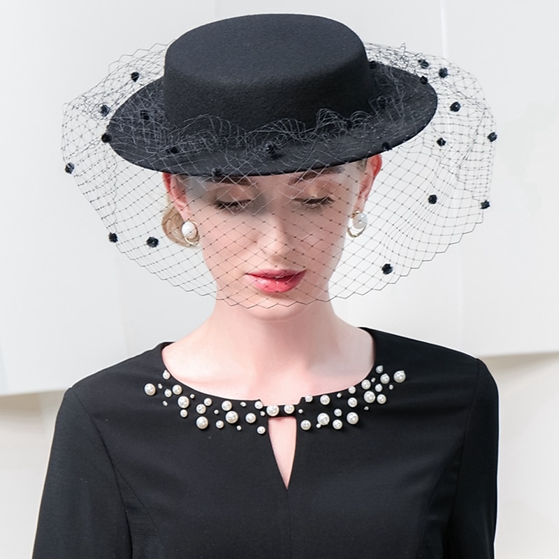 Elegant Beach Wool / Tulle Hats with Trim / Tulle 1PC Party / Evening / Holiday Headpiece / Straw Hats with Satin Bowknot Casual / Holiday Headpiece/ Sun Protection2