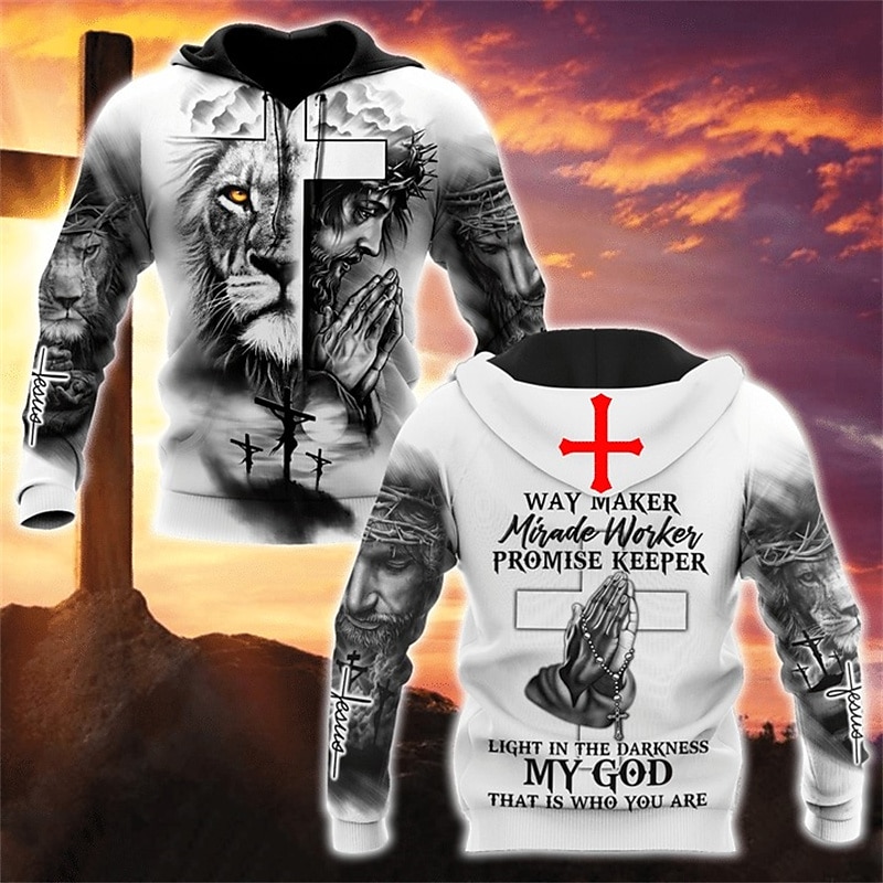 Men's Lion Knights Templar Graphic Prints Hoodie Hoodies Sweatshirt Streetwear Basic Long Sleeve Hooded Daily Sports Gray Print Spring &  Fall Designer
