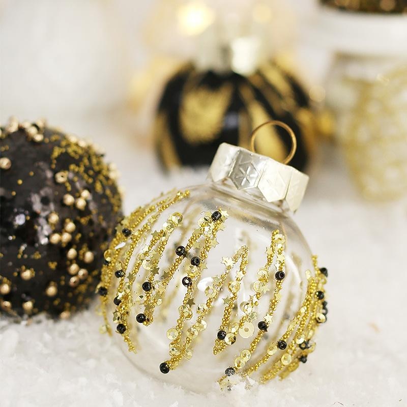 Christmas Baubles,  Christmas Ornament Decorations Shatterproof Ornaments Black and Gold Color Painted Christmas Baubles Decorations for Party Wedding Christmas Decor3