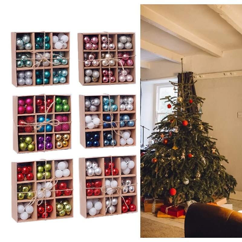 99pcs Christmas Baubles Ball Ornaments 3cm Xmas Decoration, Shatterproof Hanging Decorations for Christmas Tree, Holiday, Party and Gift2