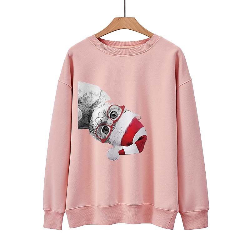 Christmas Cat Ugly Christmas Sweater / Sweatshirt Hoodie Pullover Adults' Women's Christmas Cosplay Christmas Christmas Carnival Masquerade Easy Carnival Costume3