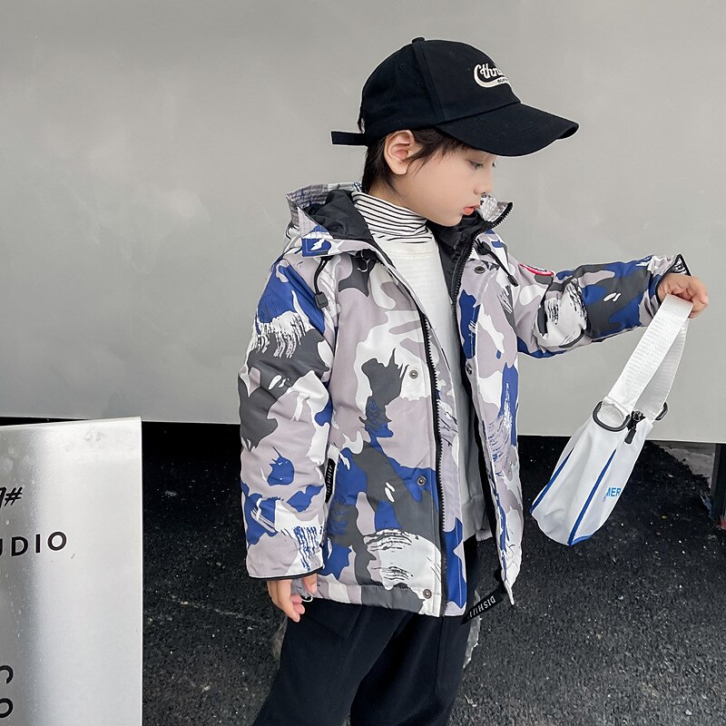 Kids Girls' Down Coat Camo Fashion Outdoor Cotton Coat Outerwear 3-13 Years Fall Black White Pink2