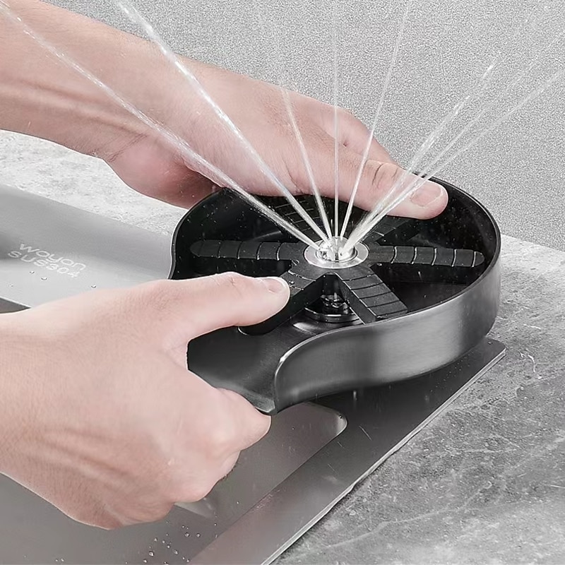 Glass Rinser For Kitchen Sink,Stainless Steel Cup Washer For Sink,Glass Washer for Sink,Cup Cleaner For Sink,Metal Washer,Kitchen Sink Accessories(Send 2 Kinds of Gaskets)3