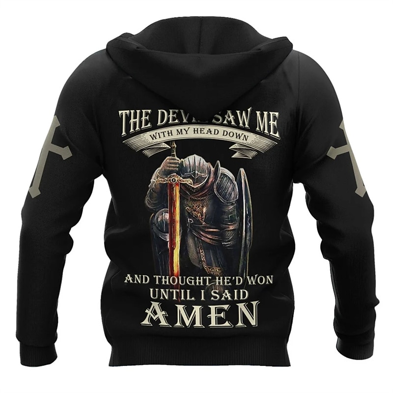 Men's Knights Templar Letter Graphic Prints Hoodie Hoodies Sweatshirt Streetwear Basic Long Sleeve Hooded Daily Sports Black Print Spring &  Fall Designer3
