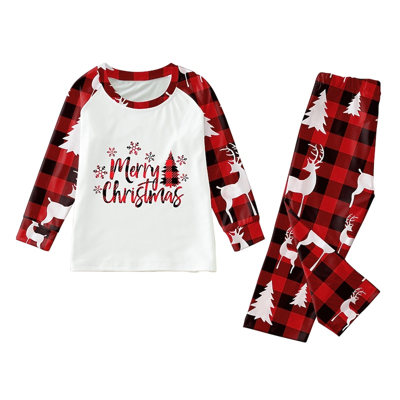 Christmas Trees letter Family Christmas Pajamas Nightwear Men's Women's Boys' Girls' Cute Family Matching Outfits Sweet Kid's Adults' Christmas Carnival Masquerade Christmas New Year Eve Top Pants2