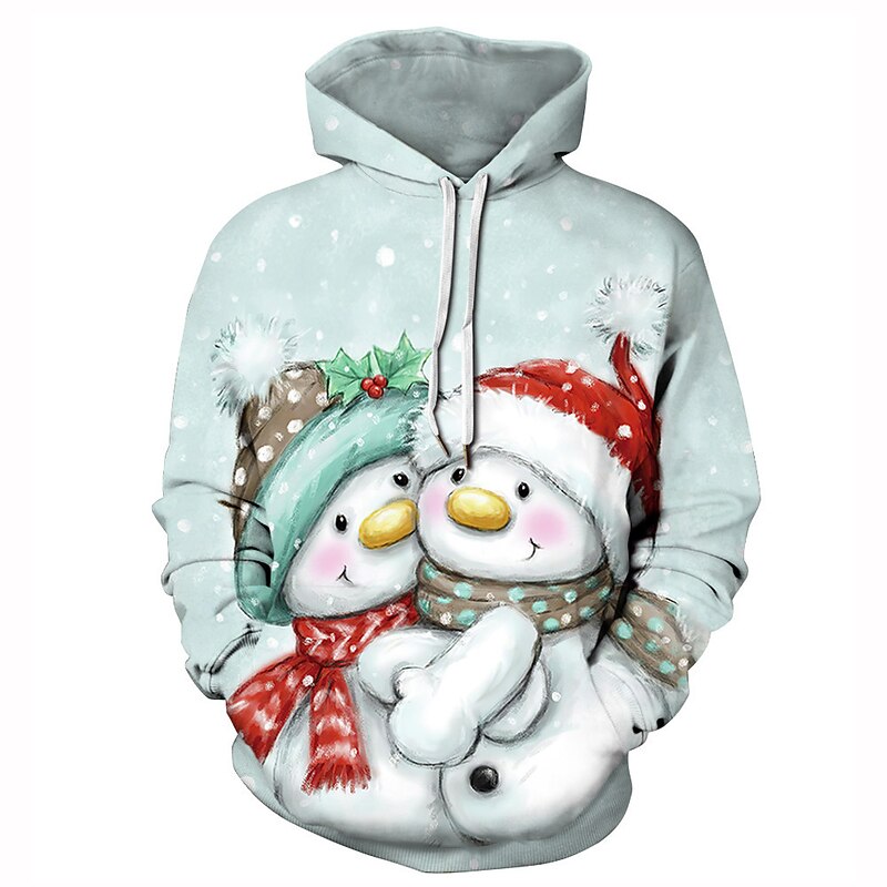 Christmas Snowman Santa Claus Reindeer Hoodie Cartoon Manga Anime 3D Graphic For Couple's Men's Women's Adults' Christmas Carnival Masquerade 3D Print2