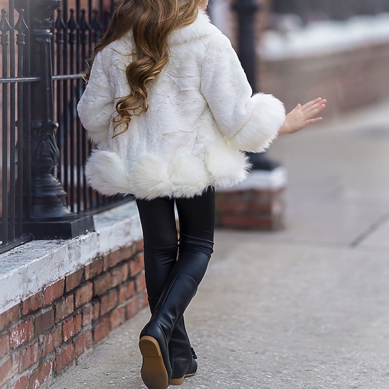 Toddler Girls' Faux Fur Coat Kids Winter Jacket Fashion Outdoor Coat Outerwear 3-7 Years Fall Black White Pink4