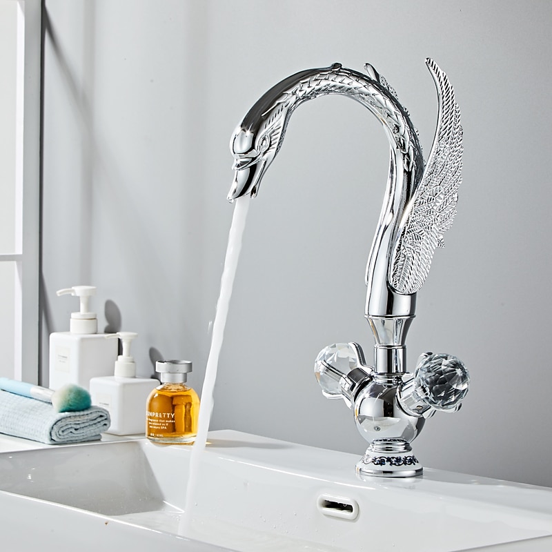 Bathroom Sink Faucet - Waterfall Chrome Centerset Single Handle Two Holes Bath Taps4