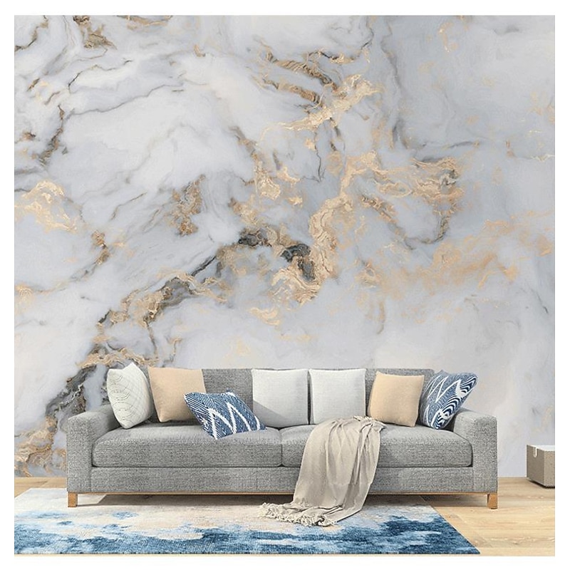Abstract Marble Wallpaper Mural White Marble Wall Covering Sticker Peel and Stick Removable PVC/Vinyl Material Self Adhesive/Adhesive Required Wall Decor for Living Room, Kitchen, Bathroom3
