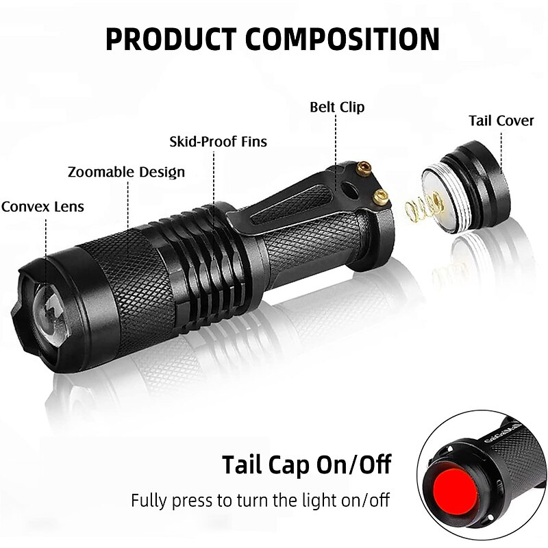 UV Flashlight Outdoor 365NM Ultra Violet Light with Zoom Function Mini UV Black Light Pet Urine Stains Detector Scorpion Use Portable AA Battery4