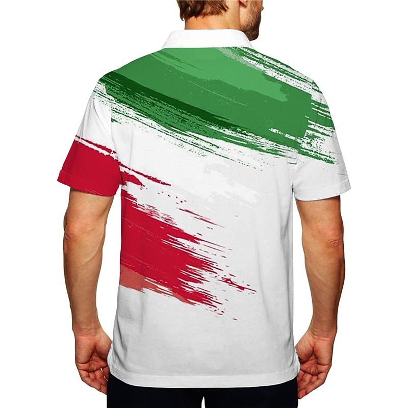 Men's Veterans Patriotic Polo Shirts Golf Shirt Short Sleeve Polo Shirts Collared Shirts Casual Streetwear Vacation Wear Party Outfits 3D Print Buttons White Yellow Red2