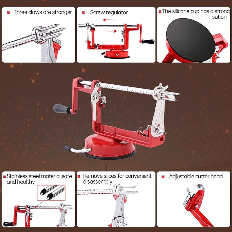 Three in One Multi-Function Hand-cranked Apple Peeler Apple Peeler Fruit Peeler Peeled and Coreless Sliced3