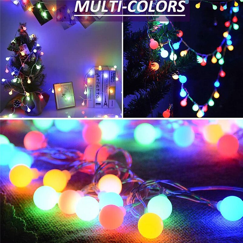 Mini Globe String Lights Christmas Decorative Lights 10M 16 Color Full-color Switching Remote Control Dimming Timing USB Power Supply 1 Set4