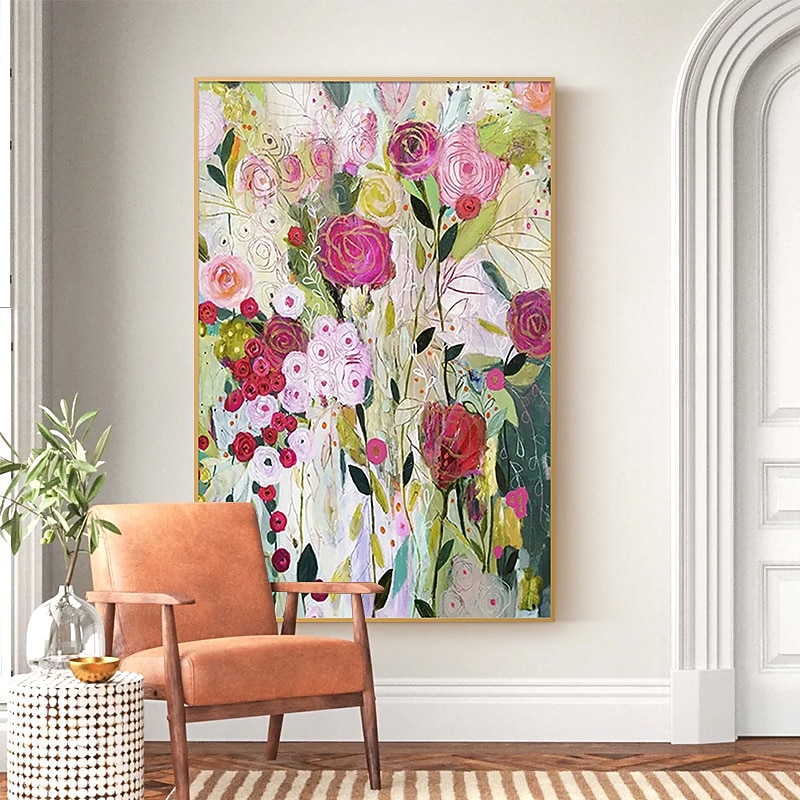 Handmade Oil Painting Canvas Wall Art Decoration Modern Big Flowers for Home Decor Rolled Frameless Unstretched Painting