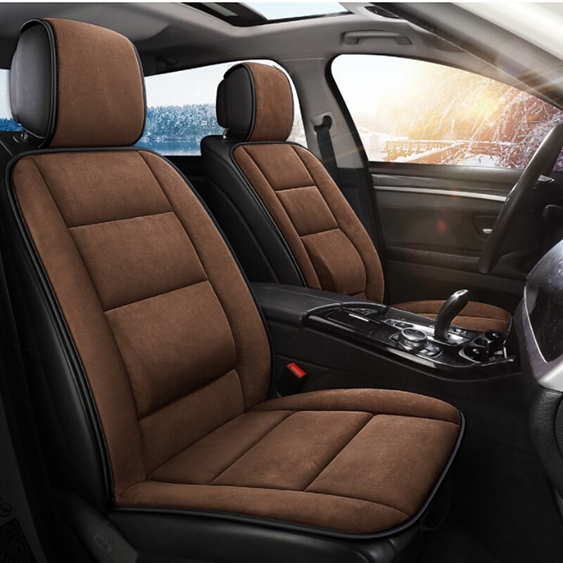 Plush Warm Car Seat Cover Universal, Winter Plush Cushion, Faux Fur Protector Mat, Car Interior Accessories2
