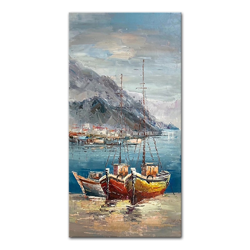 Mintura Handmade Boat Landscape Oil Paintings On Canvas Wall Art Decoration Modern Abstract Picture For Home Decor Rolled Frameless Unstretched Painting2