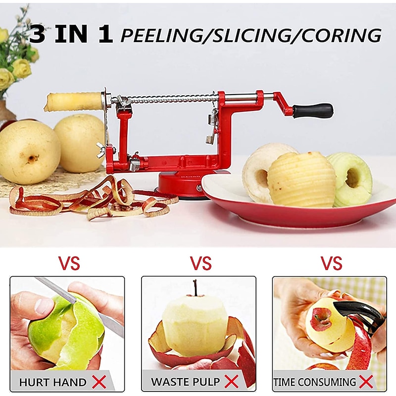 Three in One Multi-Function Hand-cranked Apple Peeler Apple Peeler Fruit Peeler Peeled and Coreless Sliced2
