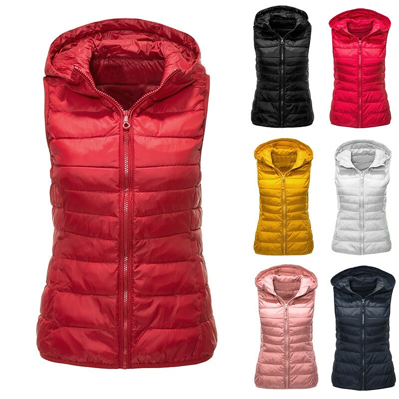 Women's Hiking Vest Cotton-Padded Vest Sleeveless Top Outdoor Windproof Breathable Quick Dry Soft Winter Stylish Black White Yellow Hunting Fishing Climbing