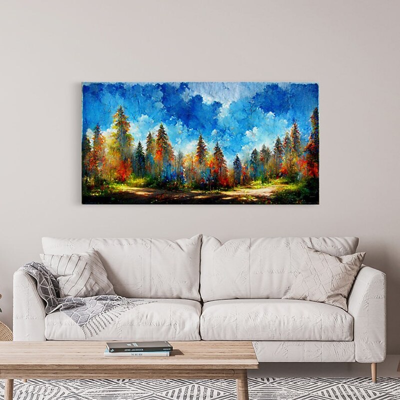 Handmade Oil Painting Canvas Wall Art Decoration Modern Colorful Mysterious Forest Landscape  for Home Decor Rolled Frameless Unstretched Painting4