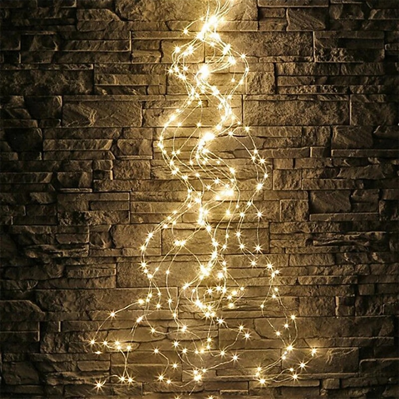 Elegant Wedding Reception Party Waterfall String Lights LED Fairy Lights 2m 200LEDs Vines Lights Copper Wire Christmas Wedding Party Holiday Tree Decoration2