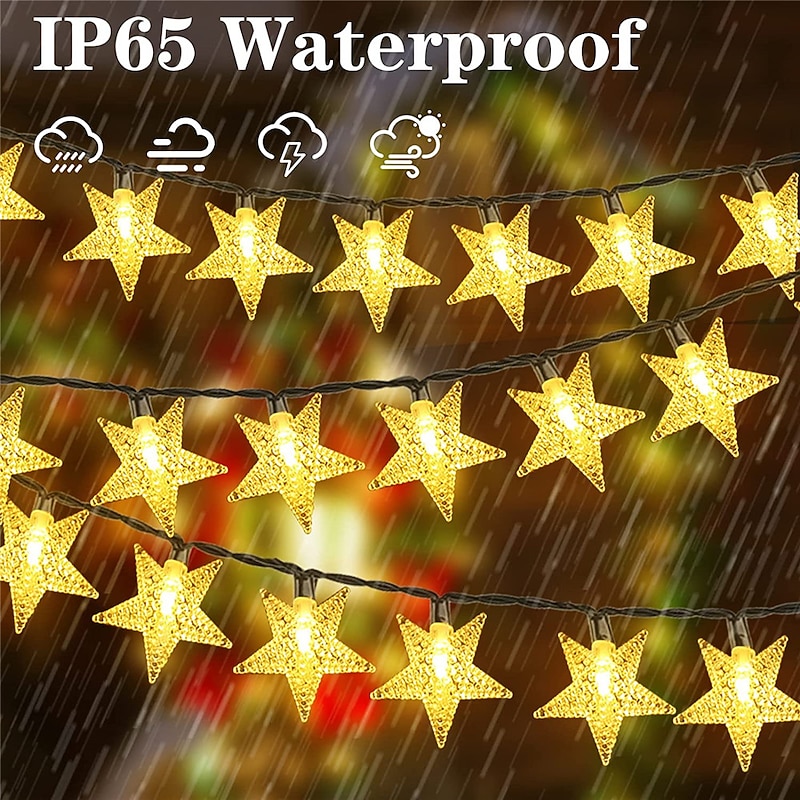 Solar Star String Lights 2 Pack 12m 50LEDs Star 8 Lighting Modes Fairy Lights Waterproof Solar Led String Lights Playhouse Lawn Patio Landscape Decor Lights for Garden Party2