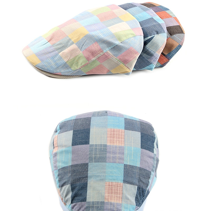 Men's Flat Cap Pink Red Cotton Adjustable Buckle Print Simple 1920s Fashion Casual Street Dailywear Weekend Plaid Portable Comfort Fashion4