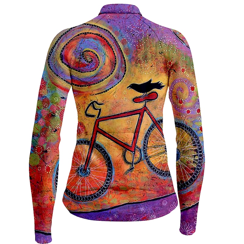 Women's Cycling Jersey Dog Funny Long Sleeve Bike Jersey Top with 3 Rear Pockets Mountain Bike MTB Road Bike Cycling Quick Dry Reflective Strips Back Pocket Moisture Wicking Sports White Yellow Pink3