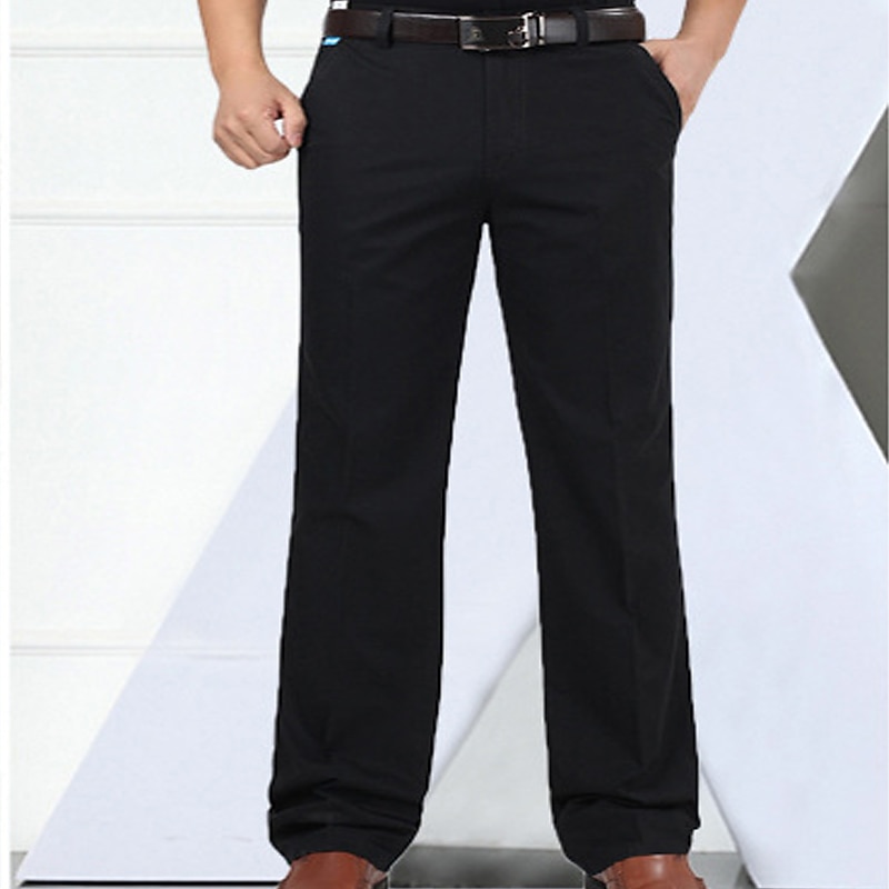 Men's Dress Pants Trousers Casual Pants Pocket Straight Leg Plain Comfort Breathable Full Length Wedding Casual Daily 100% Cotton Stylish Chic & Modern ArmyGreen Black High Waist Inelastic3