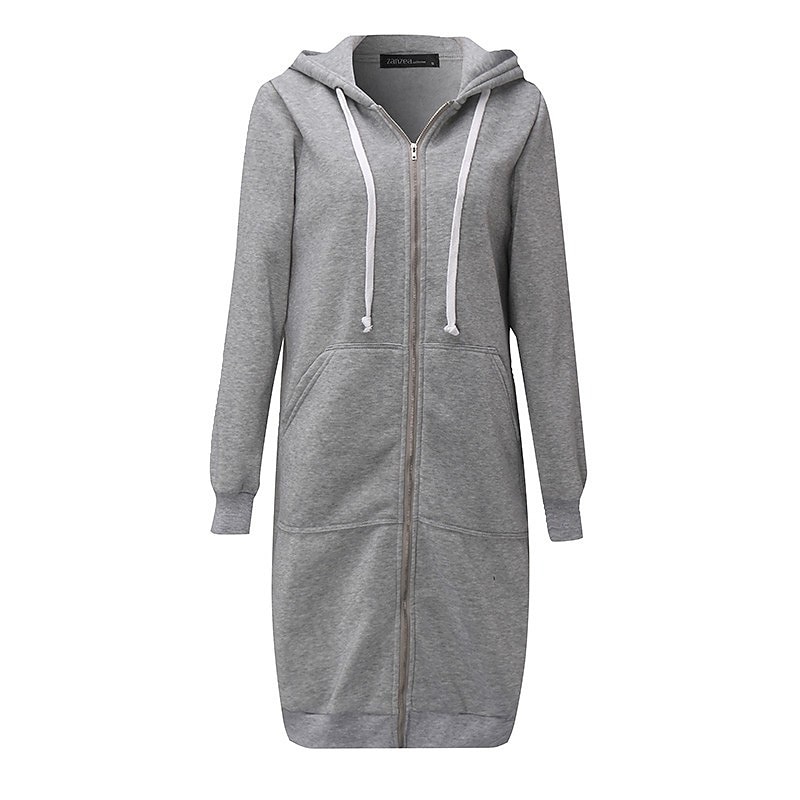Women's Fleece Shirts Zip Up Hoodie Sweatshirt Fleece Jacket Vintage Streetwear Comfrt Fleece Solid Color Street Casual Hoodie Zip Up Drawstring Front Pocket Long Sleeve Black Light Grey4