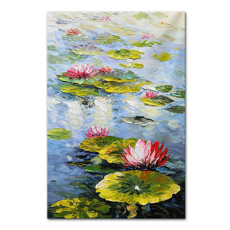 Mintura Handmade Water Lily Oil Paintings On Canvas Wall Art Decoration Modern Abstract Picture For Home Decor Rolled Frameless Unstretched Painting2