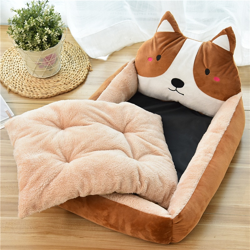 Dog Kennel Warm In Winter Big And Small Dogs Red Cartoon Pet Kennel Dog Bed Dog Mat Cat Kennel Pet Supplies3
