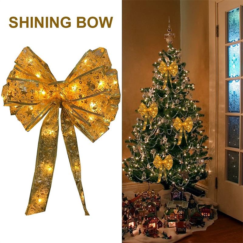 Christmas Ribbon Lights 4m Light Up Ribbon Fairy Seasonal String Lights 40LEDs EL 5mm for Party Wedding New Year Xmas Tree Decoration Warm White Cold White RGB Copper Wire Lights Holiday Wedding Patio Batteries Powered4