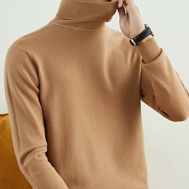 Men's Turtleneck Sweater Sweater Wool Sweater Cashmere Cashmere Sweater Ribbed Knit Cropped Knitted Solid Color Turtleneck Keep Warm Modern Contemporary Work Daily Wear Clothing Apparel Fall & Winter2