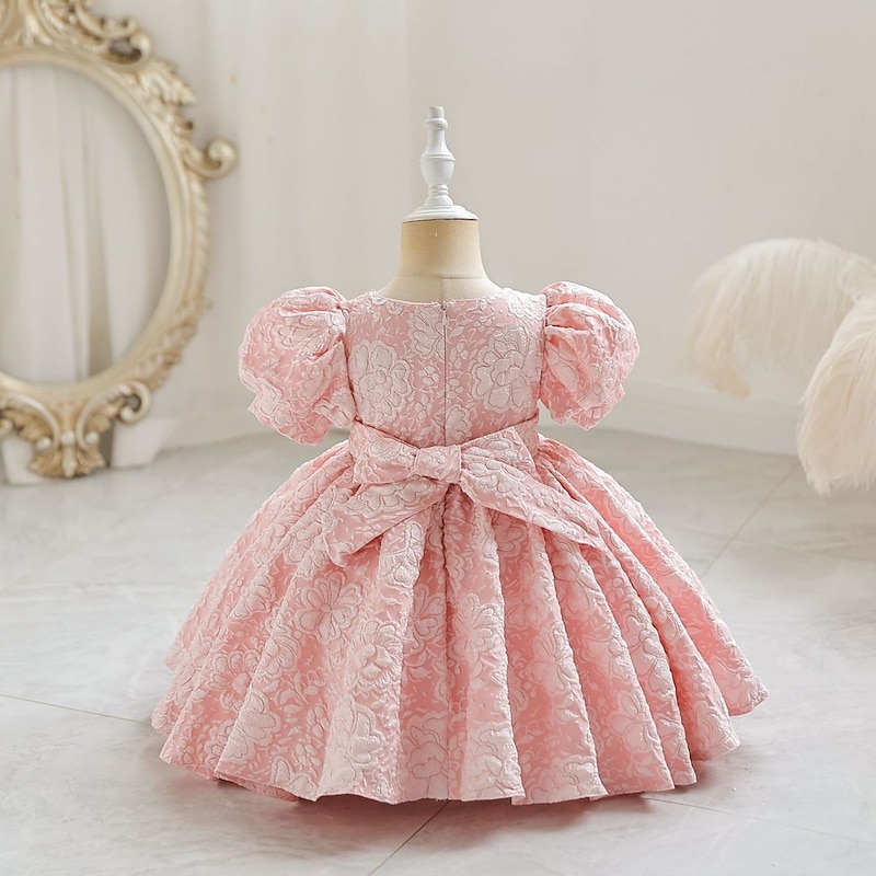 Toddler Girls' Party Dress Solid Color Party Dress Midi Dress Formal Pleated V Neck Short Sleeve Active Dress 3-7 Years Summer Blue4