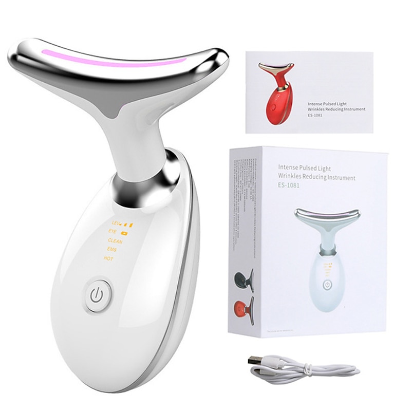 EMS Microcurrent Face Neck Beauty Device LED Photon Firming Rejuvenation Anti Wrinkle Thin Double Chin Skin Care Facial Massager 20