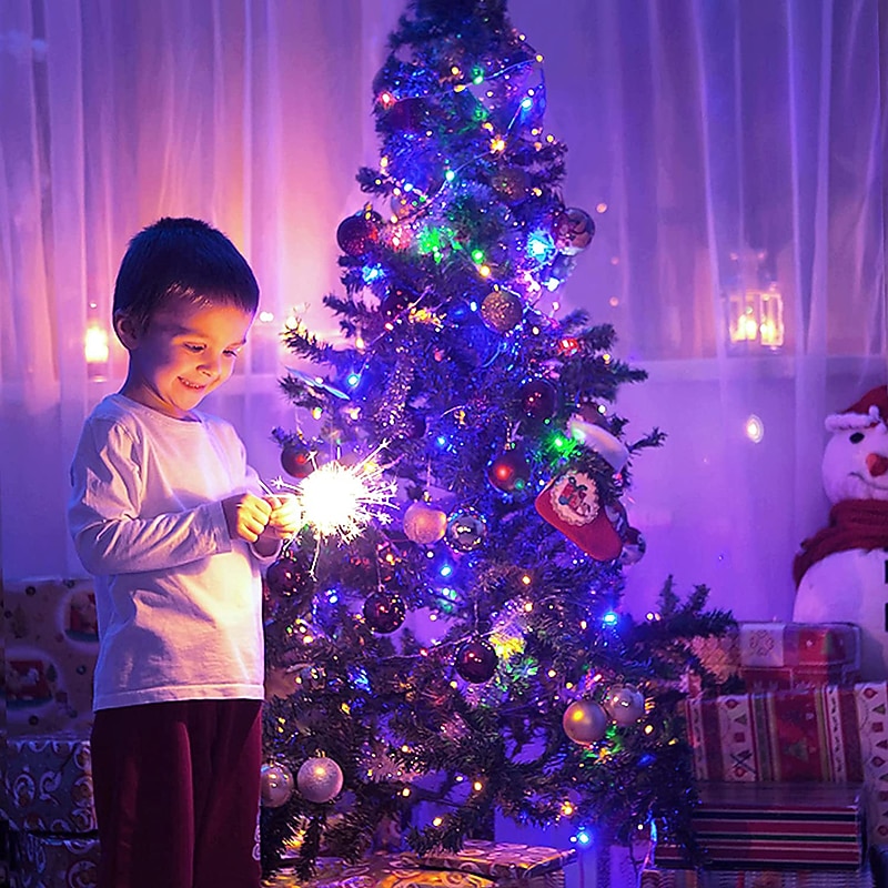 2 Pack Solar String Lights Christmas Lights Decoration Outdoor 12m 120LEDs Fairy Copper Wire Lights with 8 Modes Waterproof Decoration Copper Wire Lights for Patio Yard Trees Christmas Wedding Party4